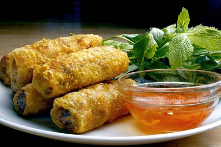 Spring rolls served any Hue you want them