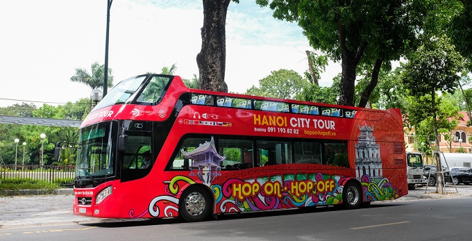 The first double-decker bus route was officially launched in Hanoi in May. Photo by VnExpress/Anh Trung.